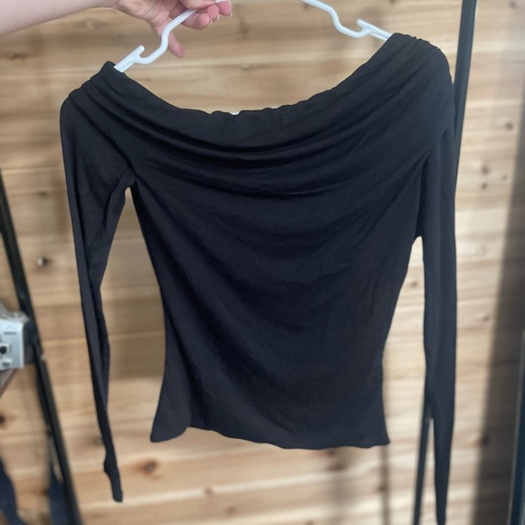AFRM Black Asymmetrical Fitted Blouse - Picture 2 of 5
